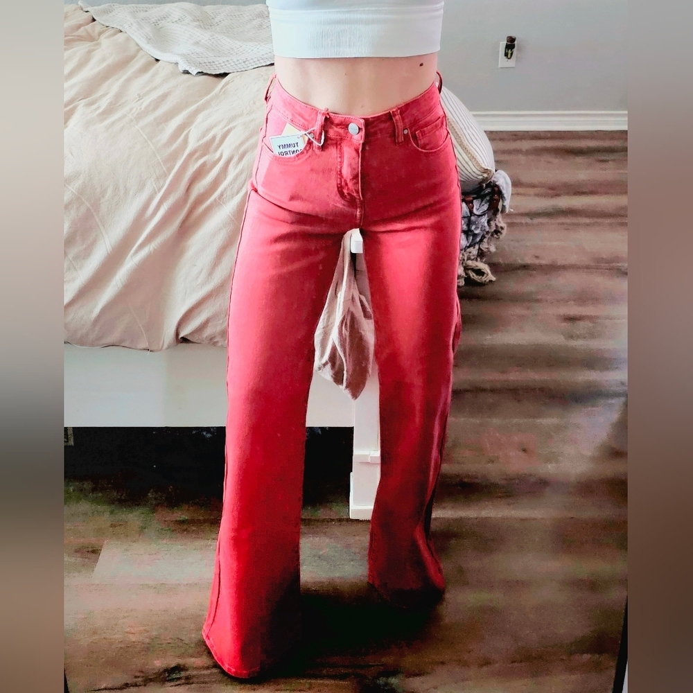RISEN High Rise Tummy Control Classic Wide Leg Jeans Stretch Brick Various NEW - Picture 12 of 13